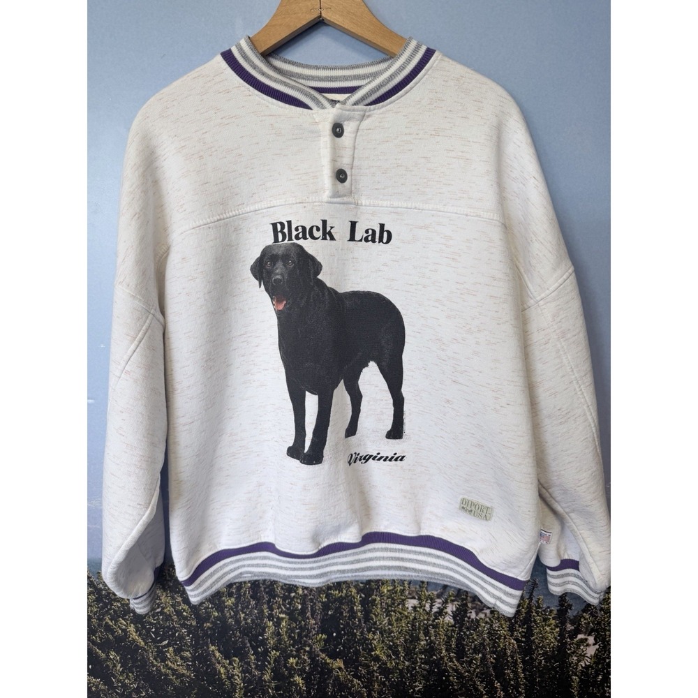 Vintage 90s Black Lab Sweatshirt Hunting Dog Wildlife Nature XL USA Made